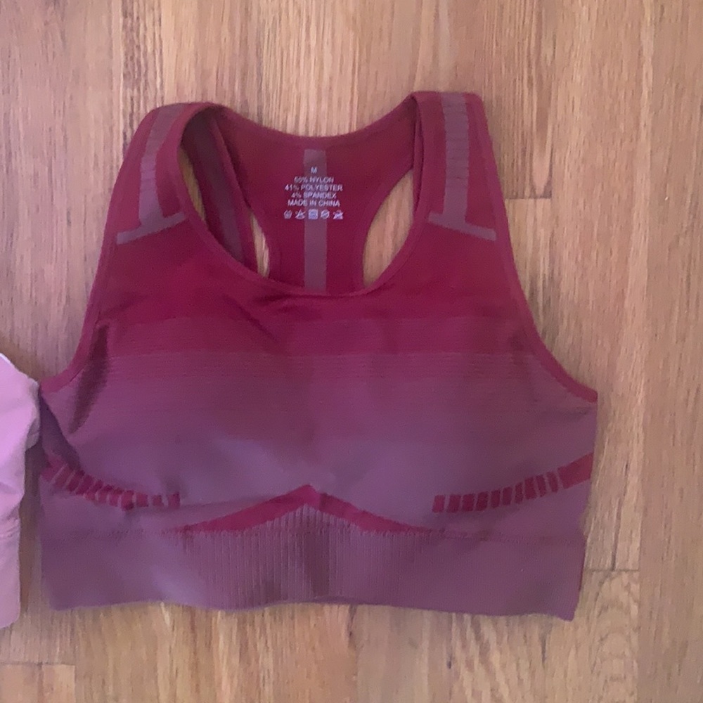 Running Girl Brand Sports Bras New in pack size Medium maroon